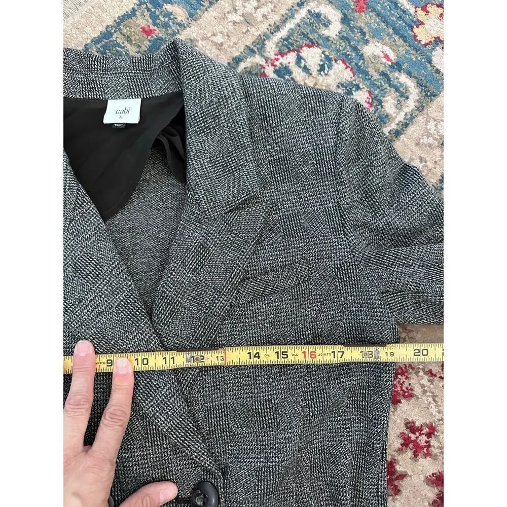 CAbi #3728 Gray Glen Plaid Career Bond Double Breasted Blazer Jacket Size M